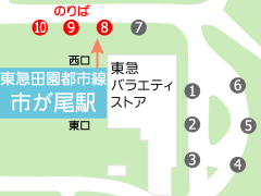 市ヶ尾駅バス乗り場の詳細図